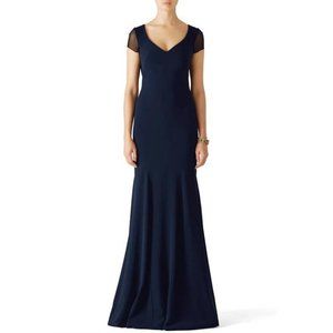 Theia Women Navy Smooth Mermaid Gown Blue Size 4 #94